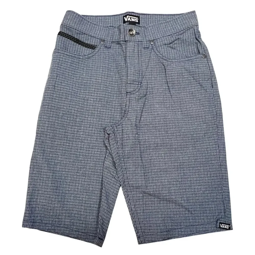Vans Shorts Lot 2 Boys Kids Size 12 Black Grey Plaid Casual Skateboarding New